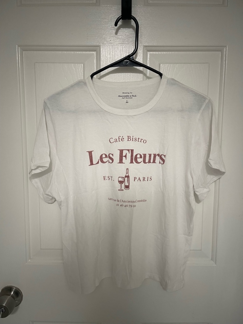Abercrombie & Fitch White Skimming Tee with Black Logo Print